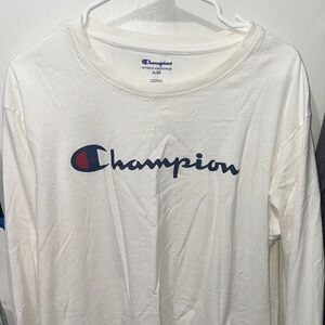 Champion Off-White Logo Long Sleeve Tee